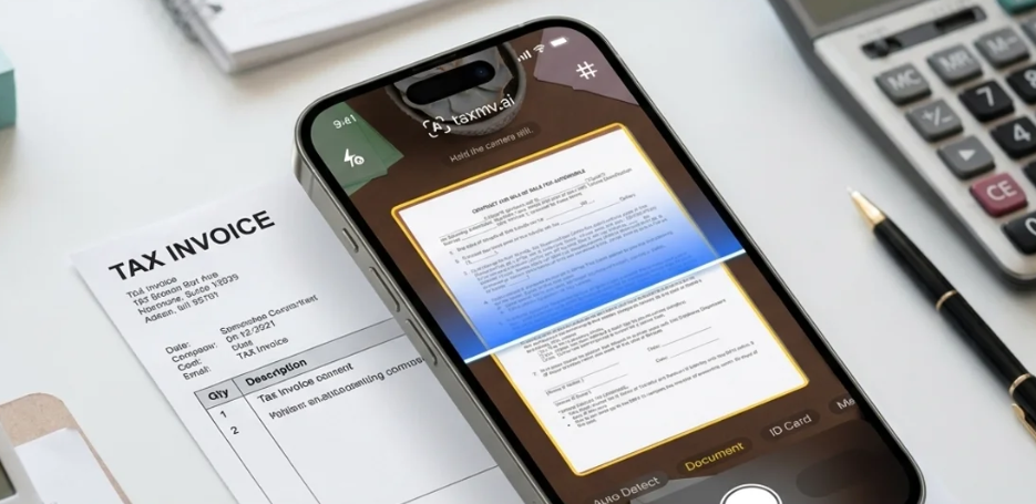 Scanning a Maldives tax invoice with the TAXMV mobile app