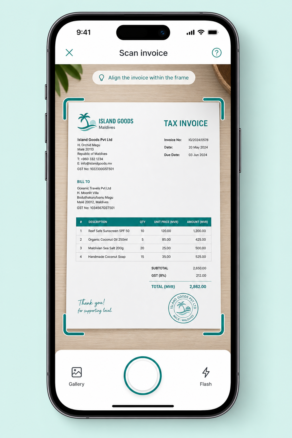 Step 01: Snap the invoice